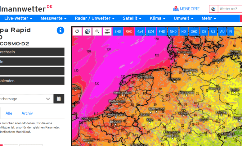 Webseiten für Wetterlagen